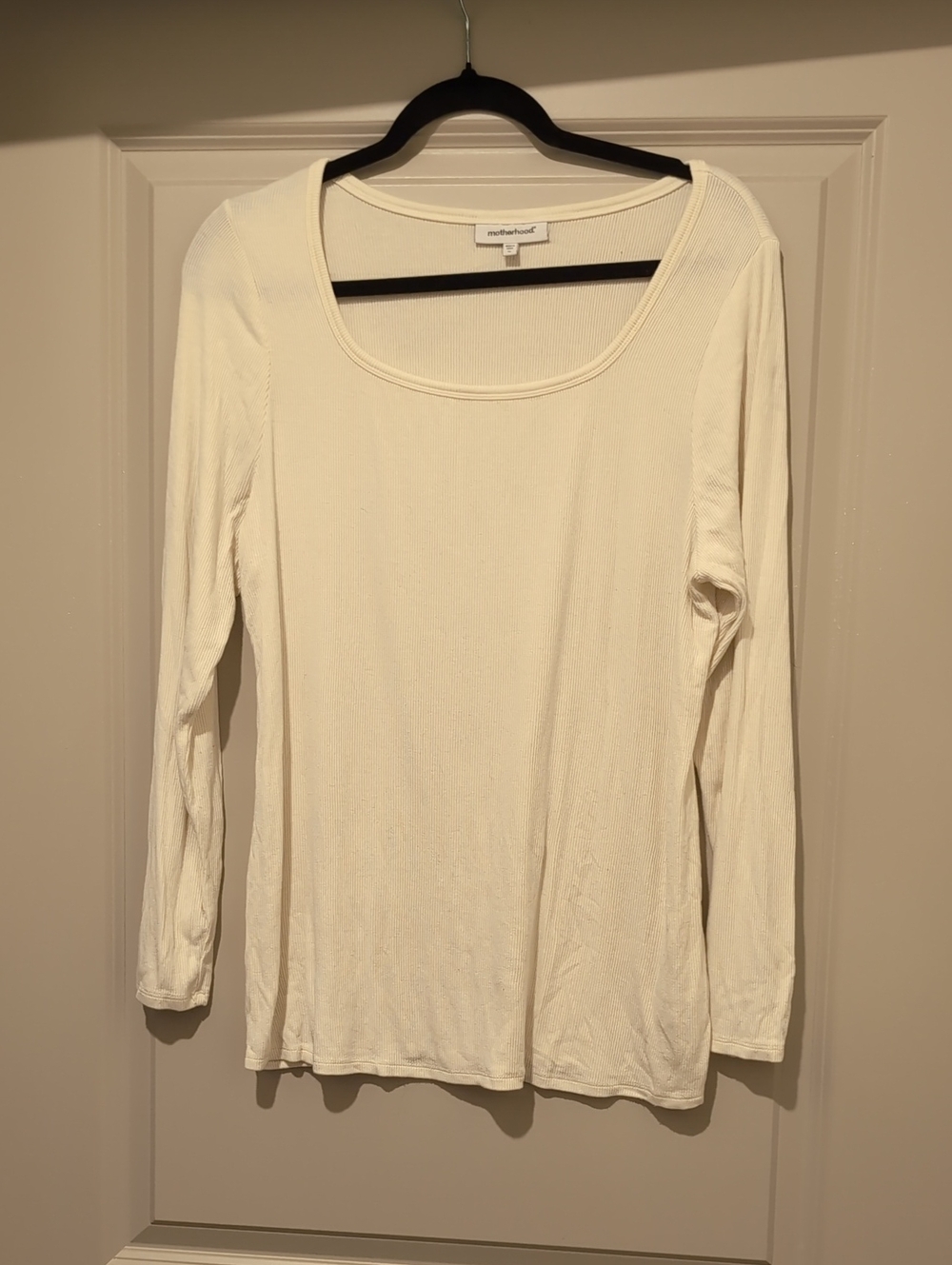 Motherhood Cream Long Sleeve Scoop Neck Tee